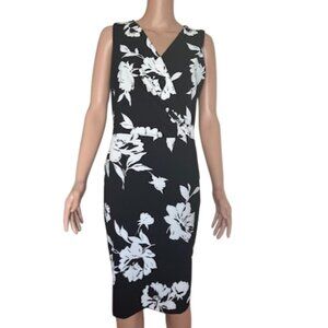 WHBM Floral Black/White  Sheath Dress Sz 10 *Worn Once*